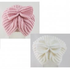 KIDS6186: Baby Girls Knitted Turban Hat (NB-3 Months)